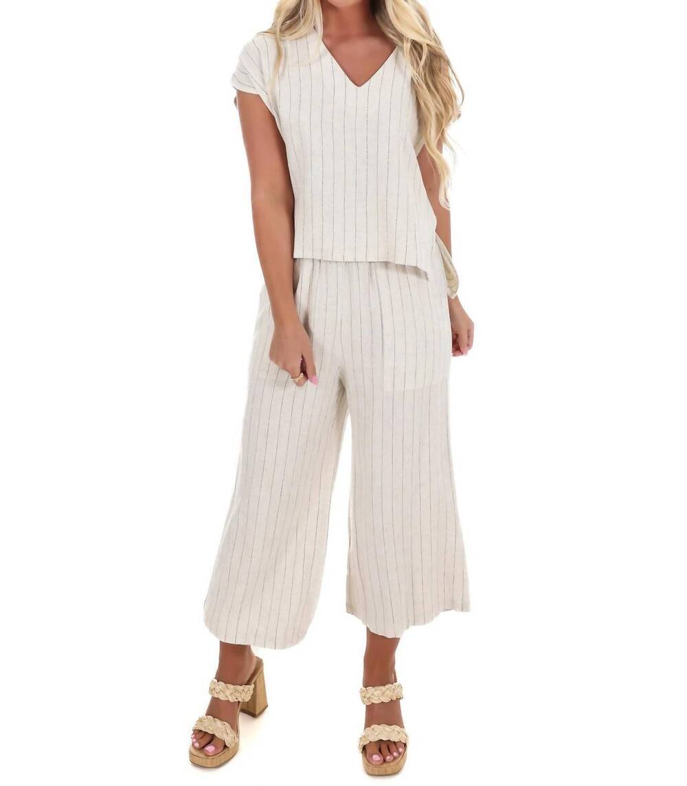 NEW ALLIE ROSE pinstripe linen top in natural